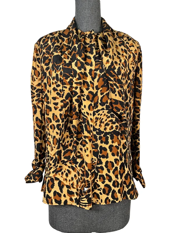 Vintage Yves Saint Laurent Animal Print Blouse Size M Office-Ready Blouse