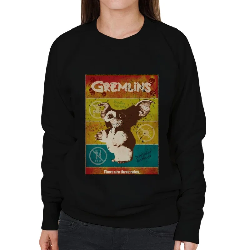 Gremlins Halloween There Are Three Rules Women's Sweatshirt Hoodie with Elastic Cuffs Stretchable Comfortable Gremlins Halloween There Are Three Rules Women's Sweatshirt Hoodie with Elastic Cuffs Stretchable Comfortable