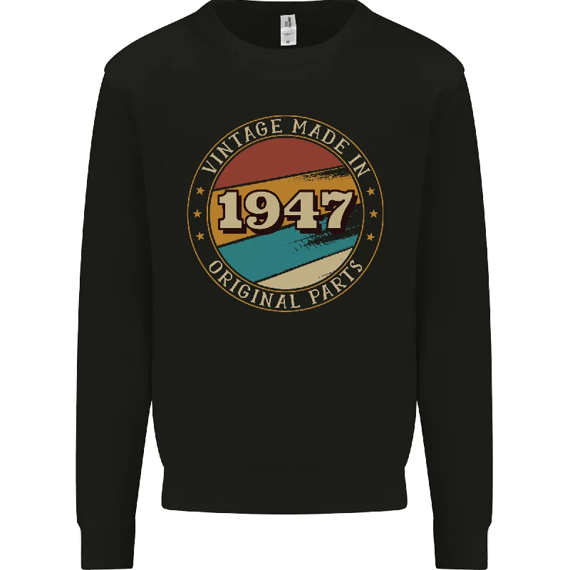 77th Birthday Vintage Made In 1947 Mens Sweatshirt Jumper Hoodie with Button Classic Timeless 77th Birthday Vintage Made In 1947 Mens Sweatshirt Jumper Hoodie with Button Classic Timeless