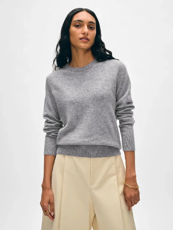 Essential Cashmere Crew Sweater - Heather Grey Mesh Sweater Canvas Denim