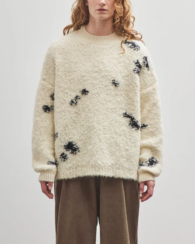Cordera Wool & Mohair Blotch Sweater, Off-White Notch Collar Peter Pan Collar Cowl Neck