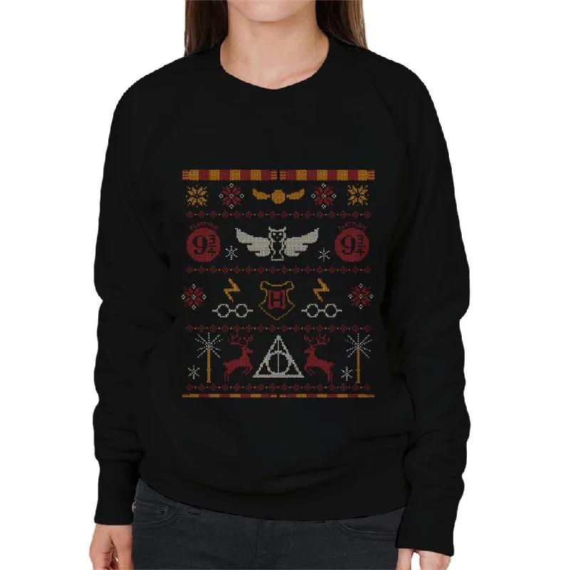 Harry Potter Christmas Platform Nine And Three Quarters Women's Sweatshirt Hoodie with Pocket Utility Practical Harry Potter Christmas Platform Nine And Three Quarters Women's Sweatshirt Hoodie with Pocket Utility Practical