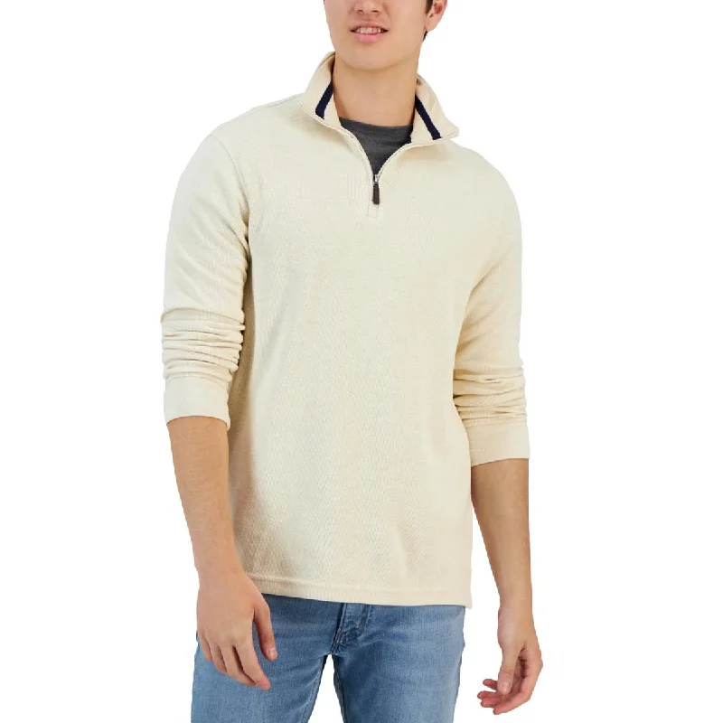 Club Room Mens Big & Tall Ribbed 1/4 Zip Pullover Sweater Zippered Buttoned Snapped