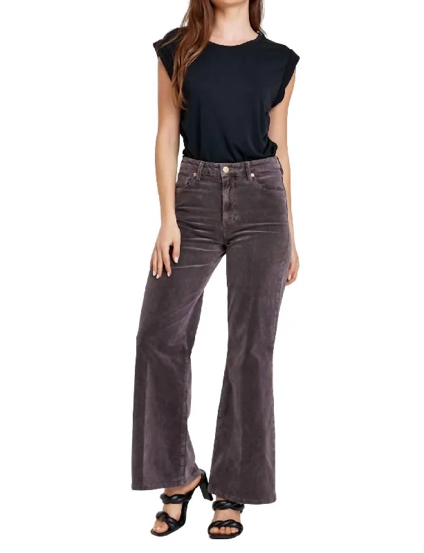 Fiona Cord High Rise Wide Leg Jeans In Espresso Stylish Shredded Denim Jeans