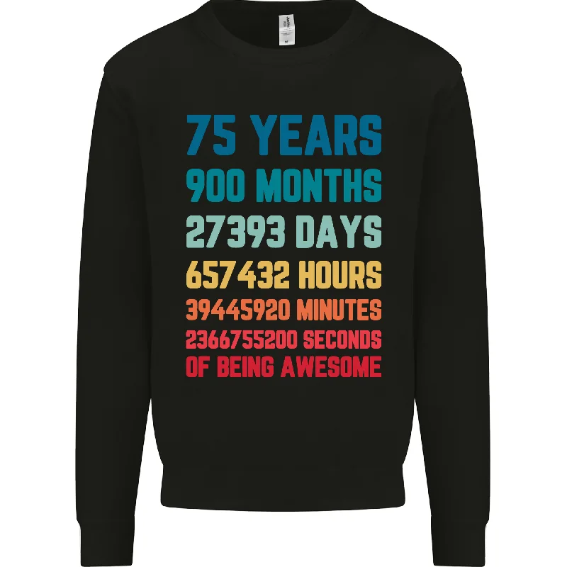 75th Birthday 75-Year-Old Men's Jumper Sweatshirt - Stylish Age 75 Celebration Wear Hoodie with Embroidery Detailed Premium 75th Birthday 75-Year-Old Men's Jumper Sweatshirt - Stylish Age 75 Celebration Wear Hoodie with Embroidery Detailed Premium