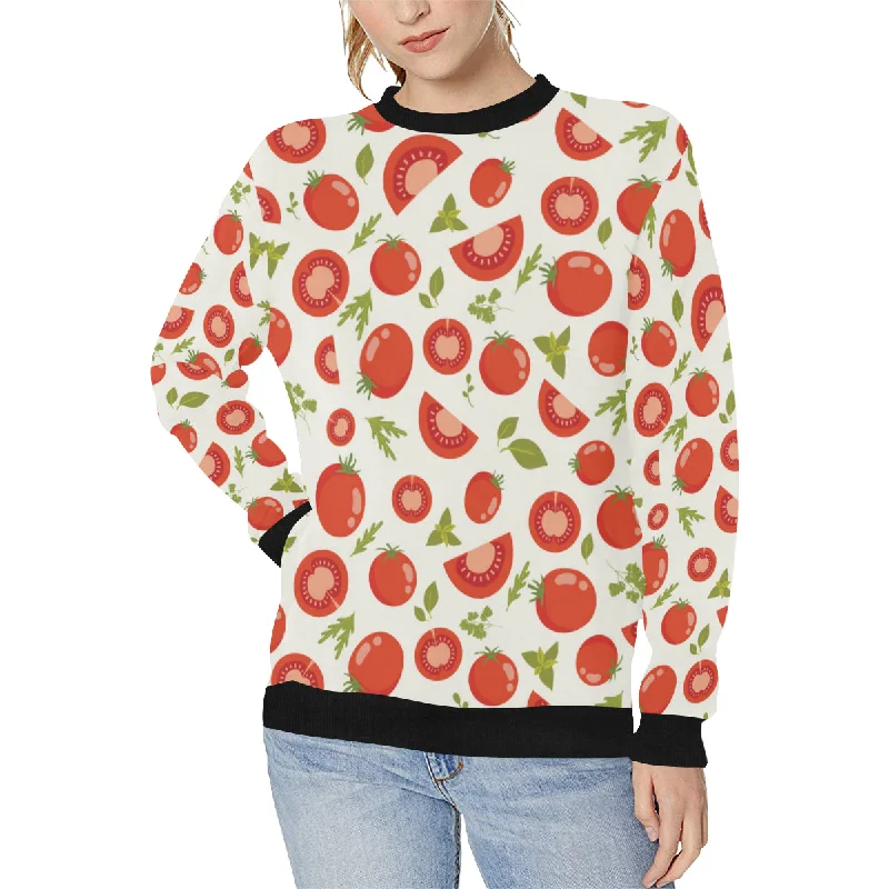 Tomato pattern Women's Crew Neck Sweatshirt Hoodie Dress Longline Feminine