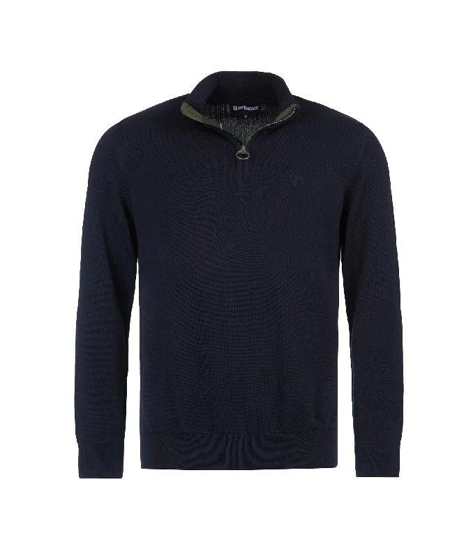 Cotton Half-Zip Jumper - Navy Graphic Sweater Embroidered Appliqued