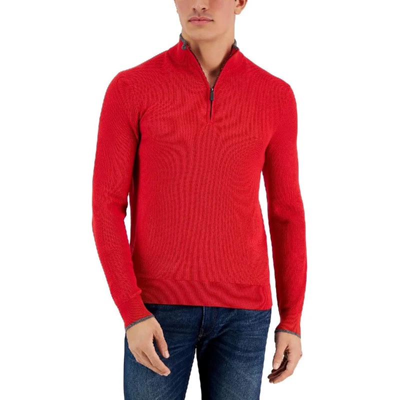 Michael Kors Mens Cotton 1/4 Zip Pullover Sweater Cashmere Blend Cotton Blend Poly Blend Michael Kors Mens Cotton 1/4 Zip Pullover Sweater Cashmere Blend Cotton Blend Poly Blend