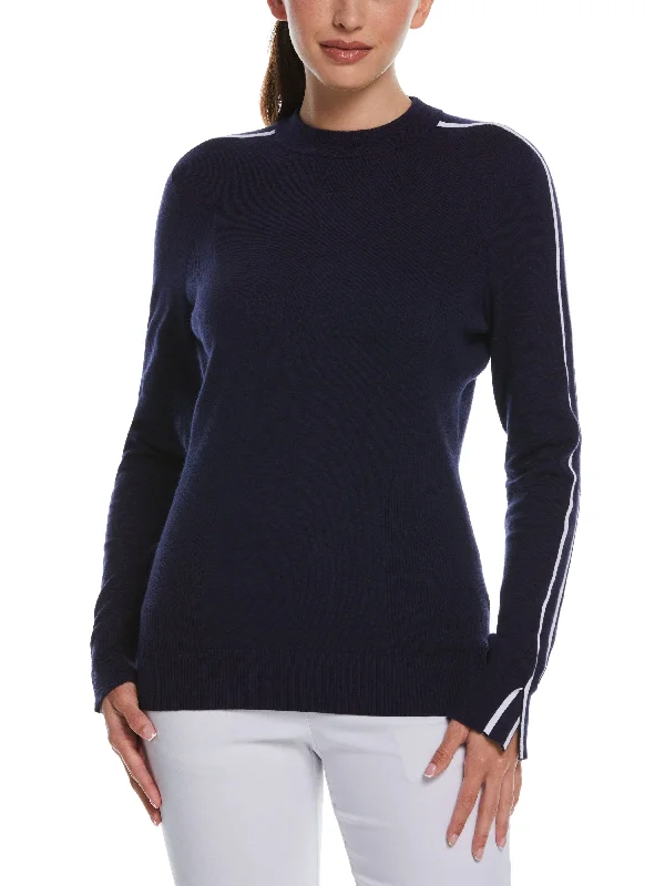 Womens Mock Neck Golf Sweater Sweater Knitwear Pullover