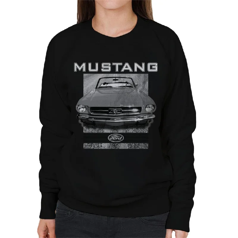 Ford Mustang Hood Close Up Women's Sweatshirt Hoodie with Back Slit Movement Comfort Ford Mustang Hood Close Up Women's Sweatshirt Hoodie with Back Slit Movement Comfort