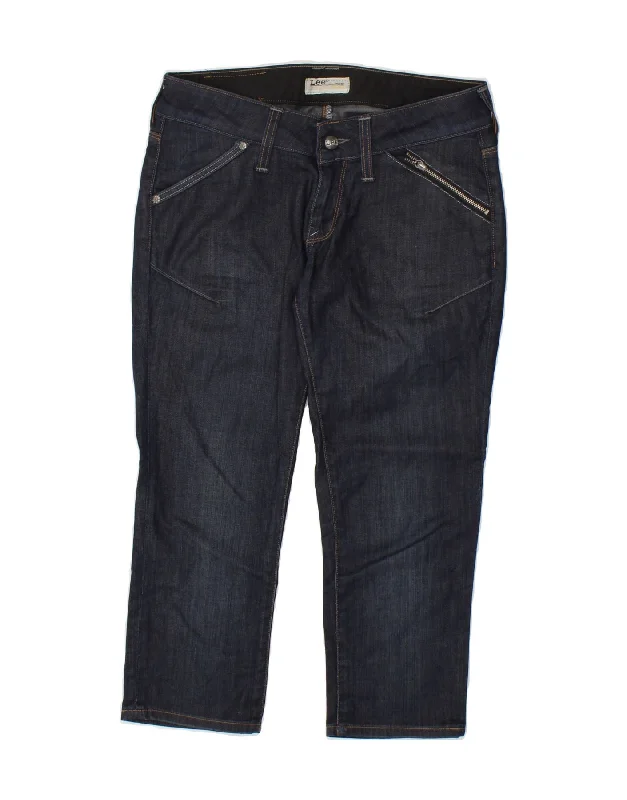 LEE Womens Capri Jeans W28 L22 Navy Blue Cotton Cozy Tencel Blend Denim Jeans