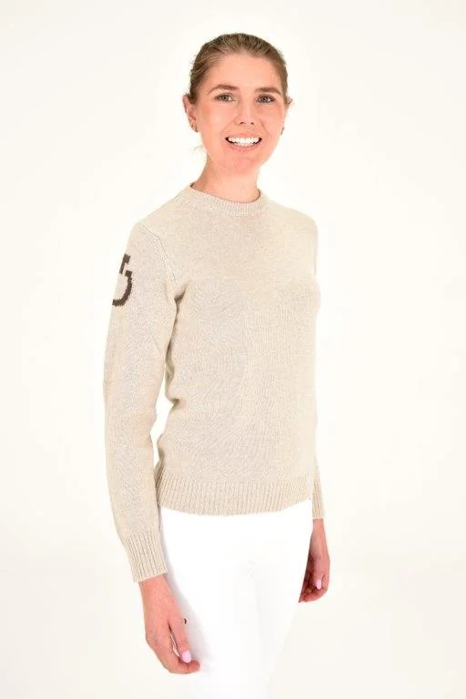 Pure Wool Crew Neck Sweater - Sand Spandex Blend Rayon Blend Denim Blend