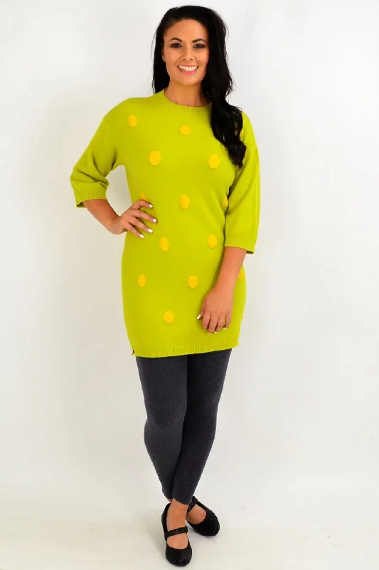 Lucy Lime Green Knit Tunic Jumper Lightweight Heavyweight Midweight