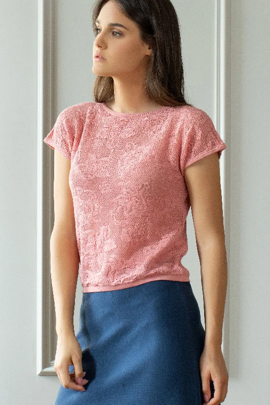 Openwork knitted blouse Satin Drape Blouse