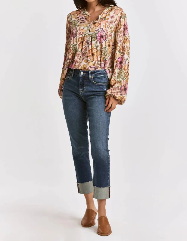 Blaire Sligway Slim Straight Cuffed Jeans In Blue Elegant Skinny Leg Jeans