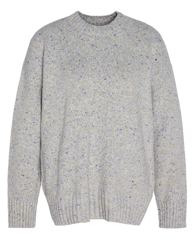 Lavensdale Crew Knitted Jumper - Pearl Blue Denim Fabric Leather Fabric Suede Fabric