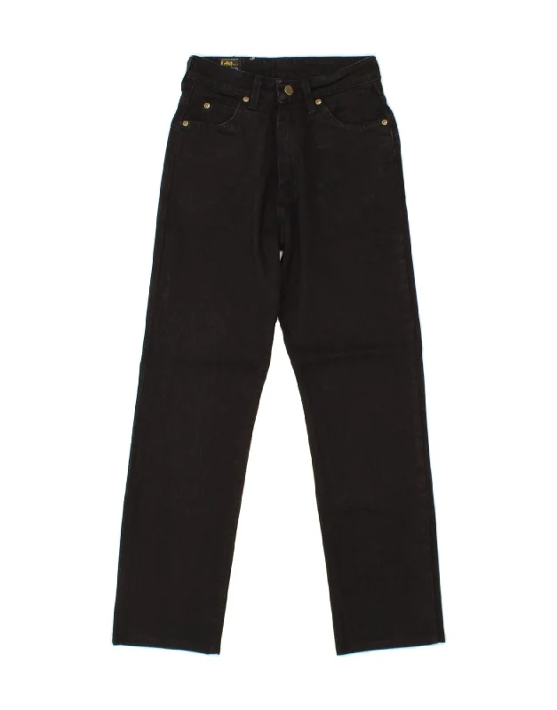 LEE Womens Straight Jeans W28 L31 Black Cotton Chic Double Waistband Jeans