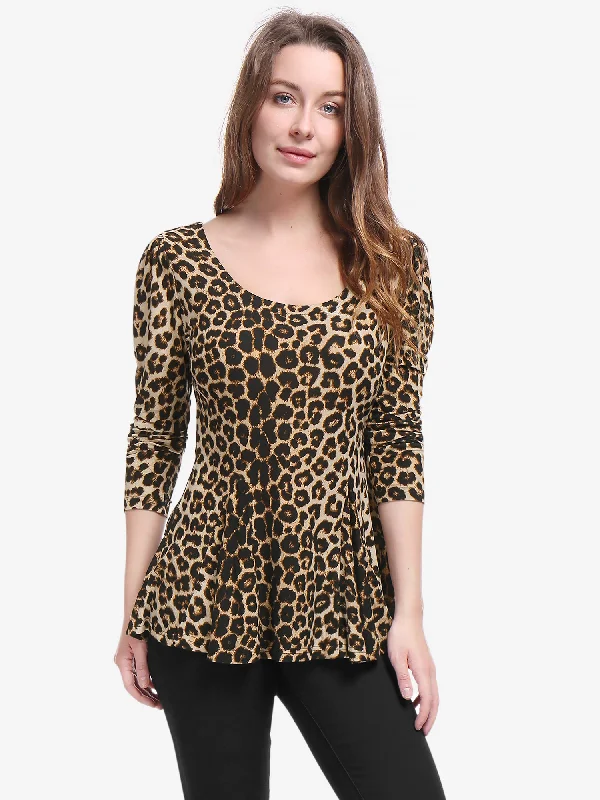 Retro Stretchy Shoulder Pad U Neck Peplum Printed Blouse Chic Sleeveless Blouse