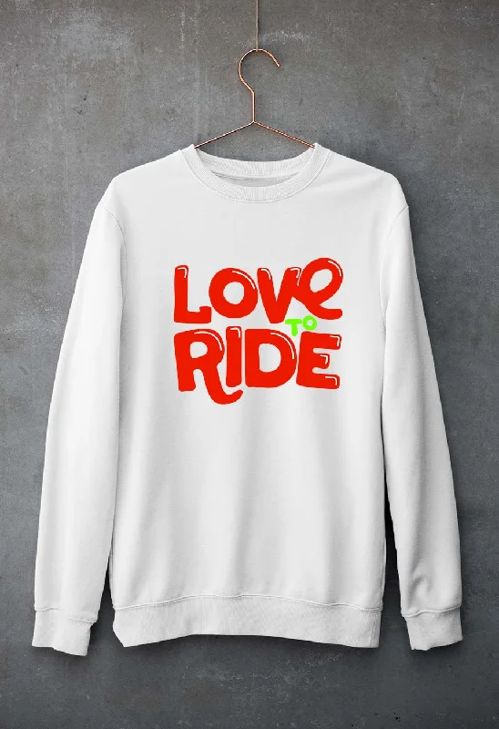 Love to Ride Unisex Sweatshirt for Men/Women Hoodie with Frayed Bohemian Relaxed