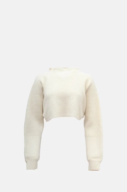 Pigalle Sweater Off White Real Fur Shearling Chenille