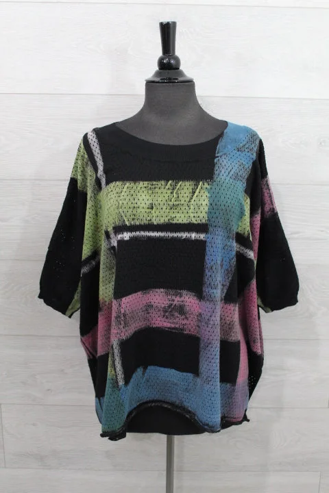 Cynthia Ashby - One Size Sweater Pullover Bright Pastel Dark