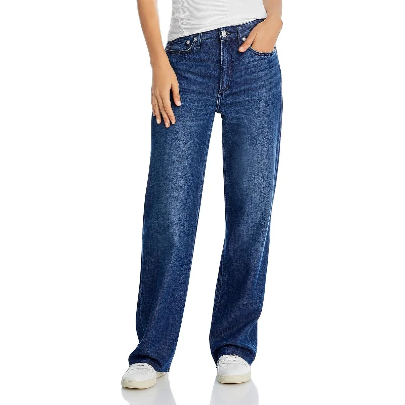 Womens High Waisted Unhemmed High-Waisted Jeans Trendy Vintage Denim Jeans