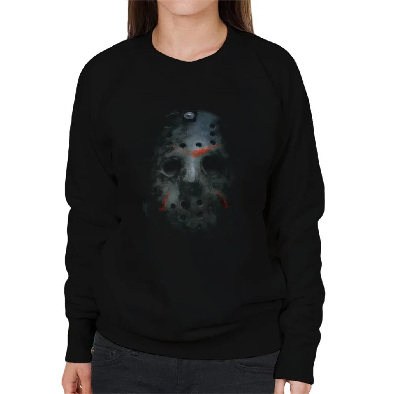 Friday 13th Jason Voorhees Hockey Mask Women's Sweatshirt Hoodie with Button Placket Classic Preppy Friday 13th Jason Voorhees Hockey Mask Women's Sweatshirt Hoodie with Button Placket Classic Preppy