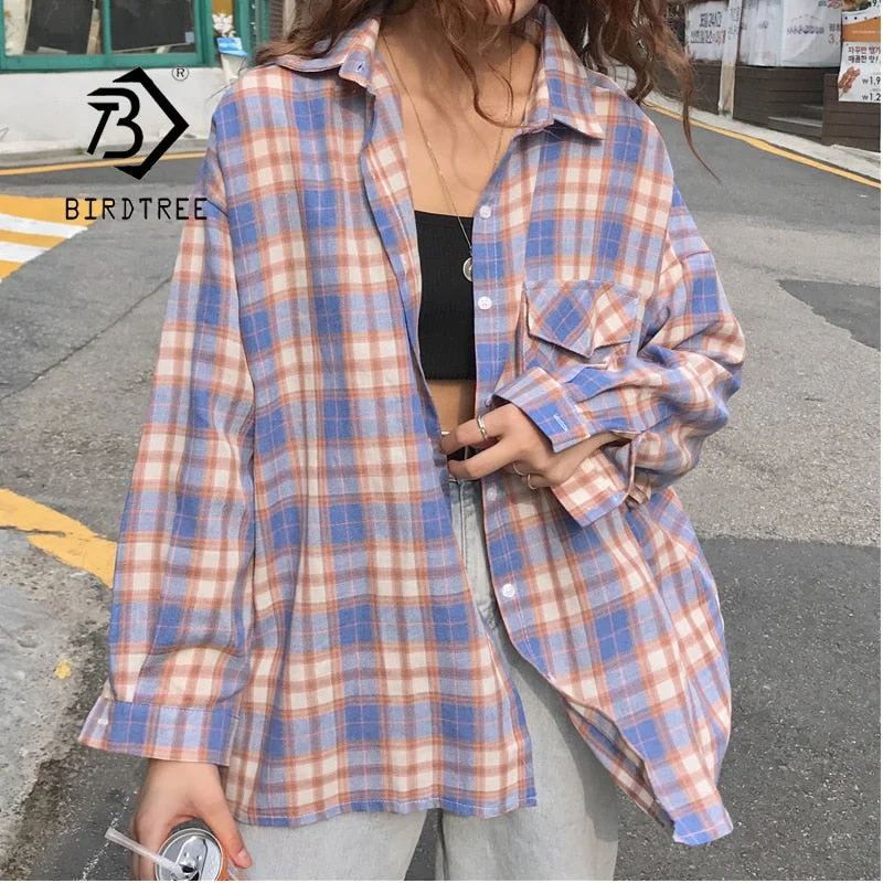 New Arrival Women Vintage Plaid Oversized Blouse Batwing Sleeve Turn Down Collar Purple Shirt Button Up Casual Tops T04001F Versatile Layering Blouse New Arrival Women Vintage Plaid Oversized Blouse Batwing Sleeve Turn Down Collar Purple Shirt Button Up Casual Tops T04001F Versatile Layering Blouse