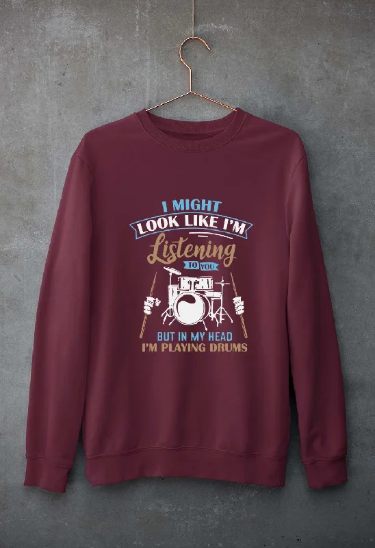 Drummer Unisex Sweatshirt for Men/Women Hoodie with Hem Raw Edge Edgy Unfinished