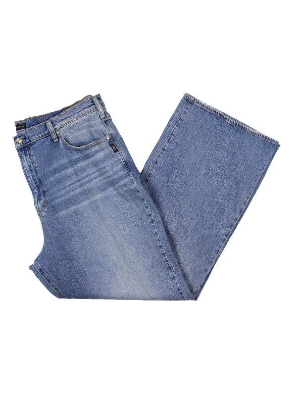 Womens Distressed Wide Leg High-Waisted Jeans Chic Rip-Detail High-Waist Jeans
