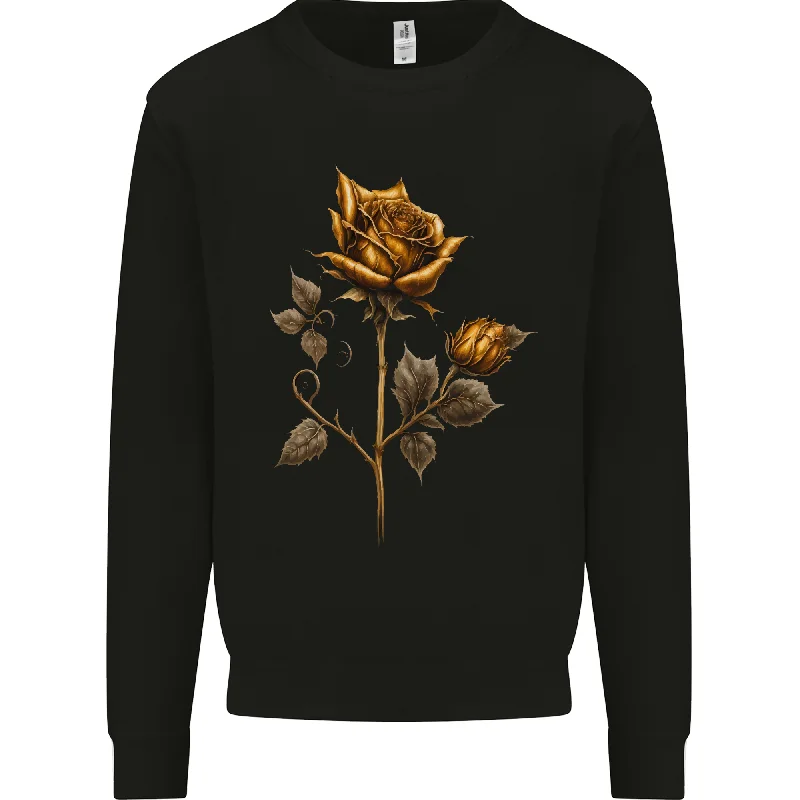 A Rustic Rose Gothic Goth Mens Sweatshirt Jumper Hoodie with Hood Adjustable Protection