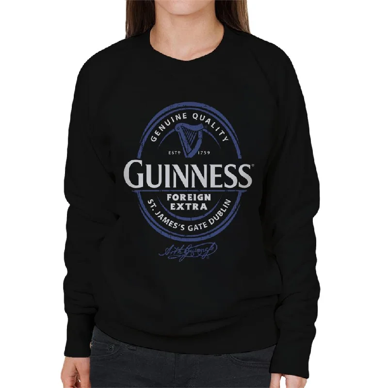 Guinness Foreign Extra Blue Label Women's Sweatshirt Hoodie with Drawstring Waist Adjustable Fitted Guinness Foreign Extra Blue Label Women's Sweatshirt Hoodie with Drawstring Waist Adjustable Fitted