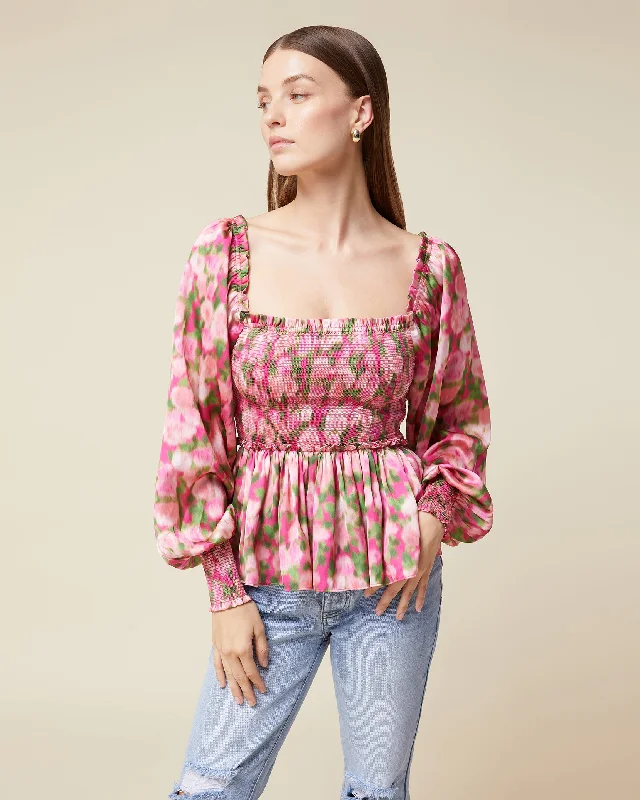 Smocked Blouse Pastel Color Blouse