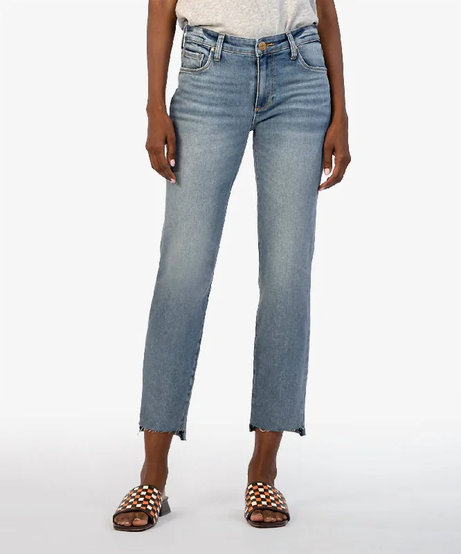 Reese Mid Rise Ankle Straight Leg Jean In Operated Comfortable Ankle Jeans