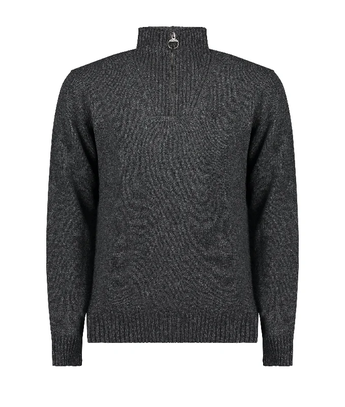 Essential Lambswool Half-Zip Sweater - Grey Mesh Sweater Canvas Denim