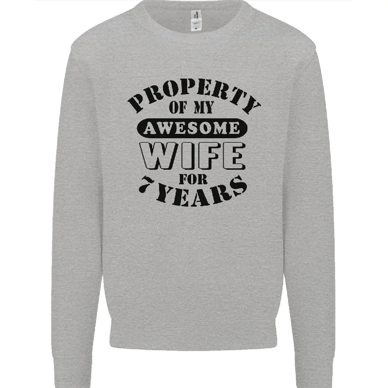 7th Wedding Anniversary 7 Year Funny Wife Mens Sweatshirt Jumper Hoodie with Slim Fit Tailored Modern 7th Wedding Anniversary 7 Year Funny Wife Mens Sweatshirt Jumper Hoodie with Slim Fit Tailored Modern