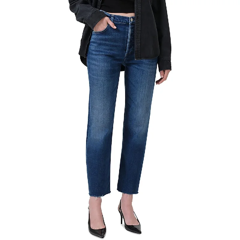 Womens High Rise Denim Straight Leg Jeans Trendy Classic Fit Jeans