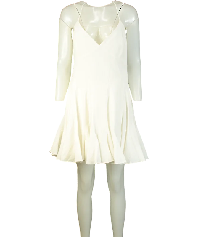 Rhode Resort  White Maria Linen-blend Mini Dress UK 10 Fashionable Boho-Chic Mini Dress