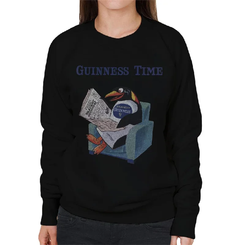 Guinness Penguin Reading Newspaper Women's Sweatshirt Hoodie with Metallic Shiny Futuristic Guinness Penguin Reading Newspaper Women's Sweatshirt Hoodie with Metallic Shiny Futuristic