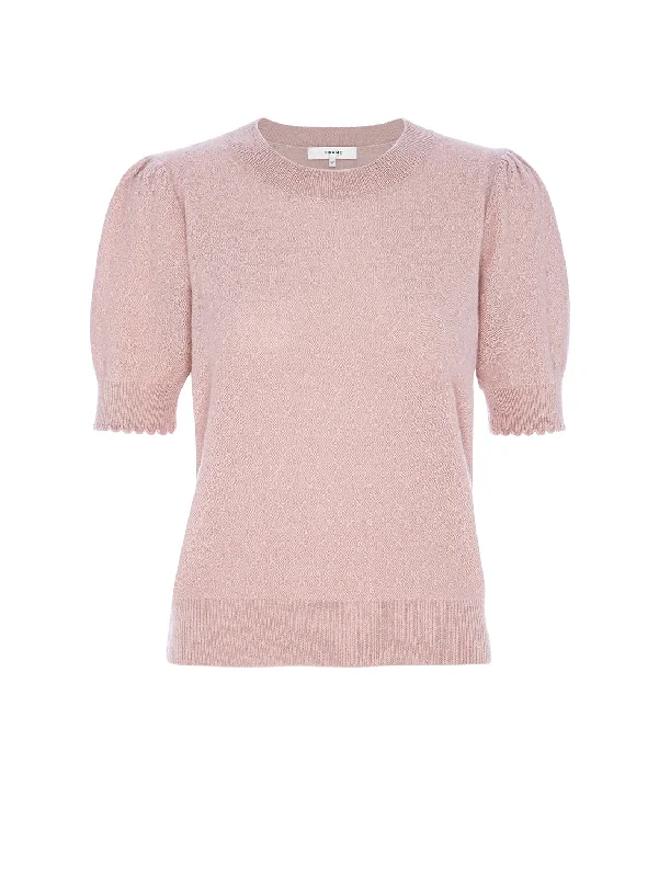 Puff Sleeve Pointelle Sweater - Peony Elegant Classic Vintage
