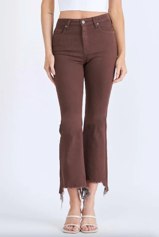 Women's Happi High Rise Crop Flare Jean In Cocoa Casual Loose Fit Jeans