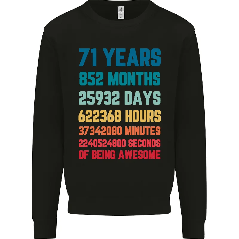 71st Birthday 71 Year Old Mens Sweatshirt Jumper Hoodie with Raglan Sleeves Sporty Comfortable