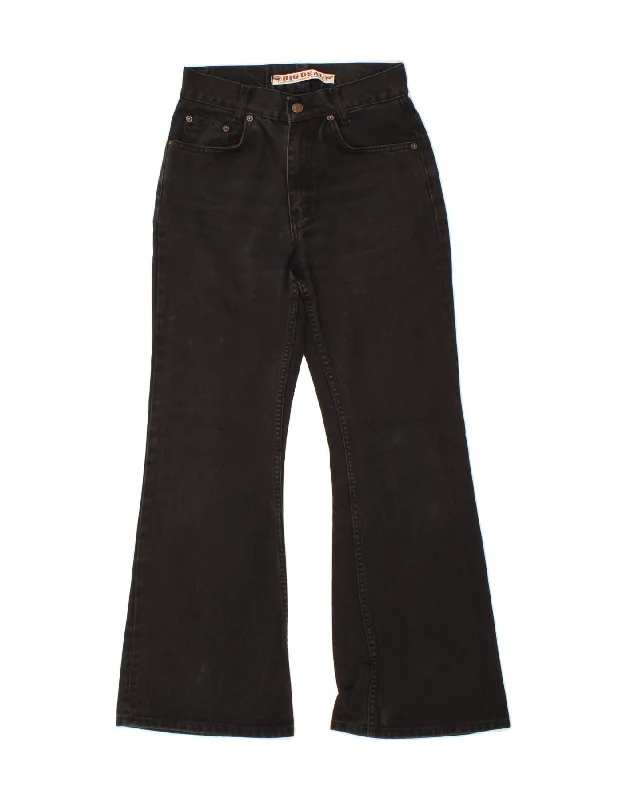VINTAGE Womens Flared Jeans W28 L30 Black Cotton Cozy Tencel Blend Denim Jeans
