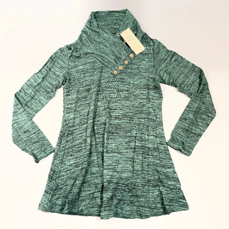 MIUSEY Long Sleeve Cowl Neck Tunic Top Blouse Women's Sz S Marled Green 20807 (New) Floral Chiffon Blouse MIUSEY Long Sleeve Cowl Neck Tunic Top Blouse Women's Sz S Marled Green 20807 (New) Floral Chiffon Blouse
