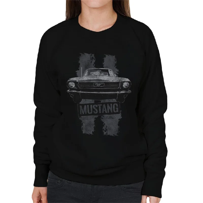 Ford Mustang Stripe Women's Sweatshirt Hoodie with Hem Ribbing Snug Secure