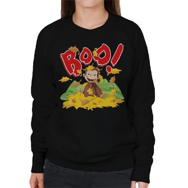 Curious George Boo In The Leaves Women's Sweatshirt Hoodie with Lining Warm Insulated Curious George Boo In The Leaves Women's Sweatshirt Hoodie with Lining Warm Insulated
