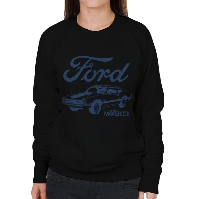 Ford Maverick Blue Outline Women's Sweatshirt Hoodie with Earth Tones Natural Calm