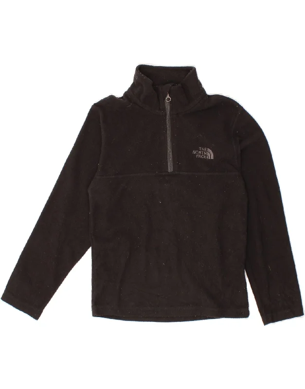 THE NORTH FACE Girls Zip Neck Fleece Jumper 7-8 Years Small  Black Terry Terry Cloth Terry Knit