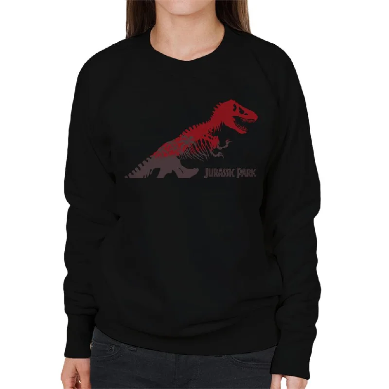 Jurassic Park T Rex Red Skeleton Silhouette Women's Sweatshirt Hoodie with Patch Decorative Personalized