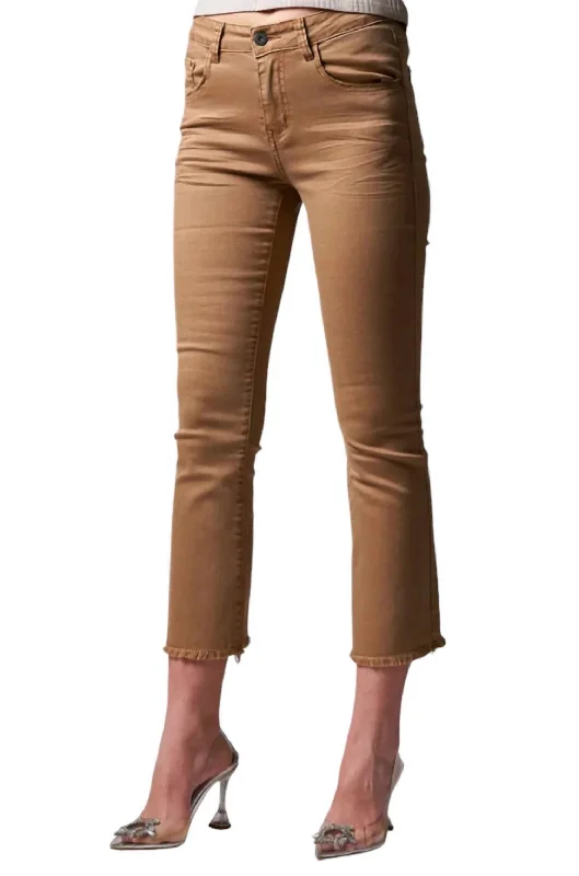 Deedee Cropped Slim Bootcut Jean In Camel Trendy Patchwork Denim Jeans